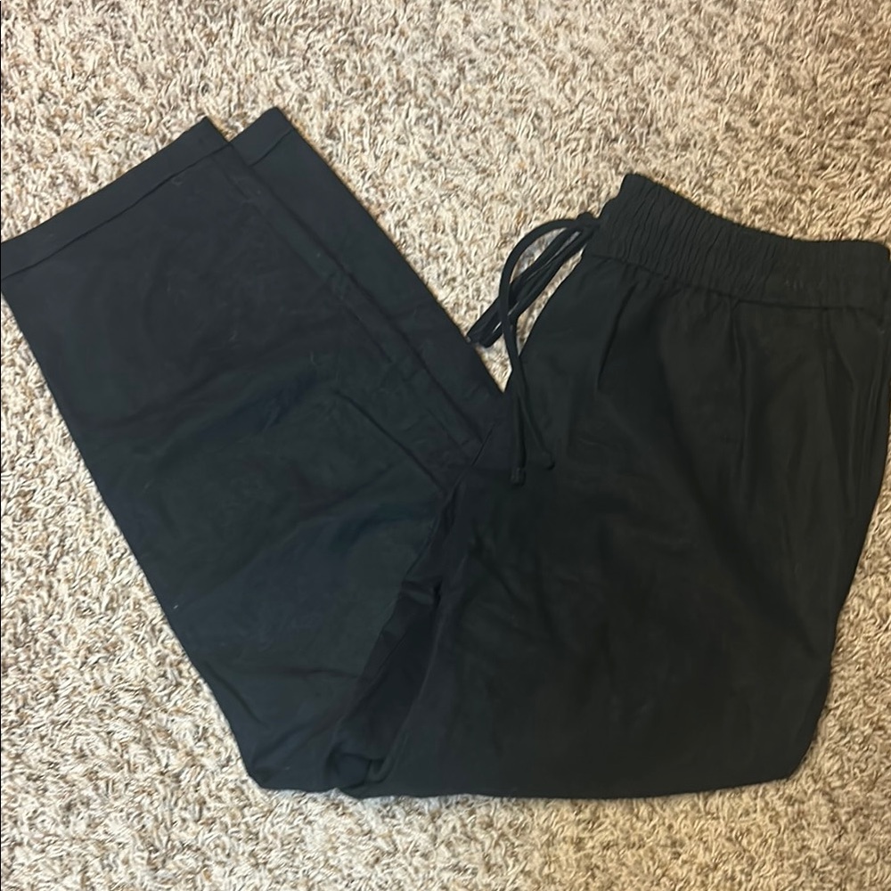 J. Crew Black linen pants with Elastic Waistband